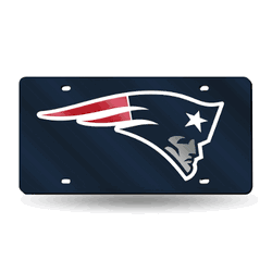 New England Patriots Navy 12" x 6" Laser Cut Tag For Car/Truck/SUV