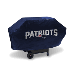 New England Patriots Navy Deluxe Vinyl Grill Cover - 68" Wide/Heavy Duty/Velcro Staps