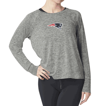 New England Patriots NFL Kadi Raglan Long Sleeve Heather Grey Small