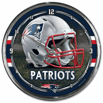 New England Patriots Round Chrome Wall Clock