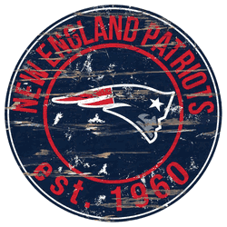 New England Patriots Round Distressed Sign