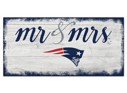 New England Patriots Script Mr & Mrs 6x12 Sign