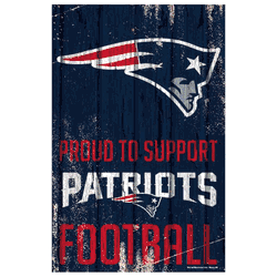 New England Patriots Sign 11x17 Wood Proud to Support Design