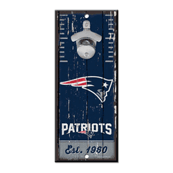 New England Patriots Sign Wood 5x11 Bottle Opener