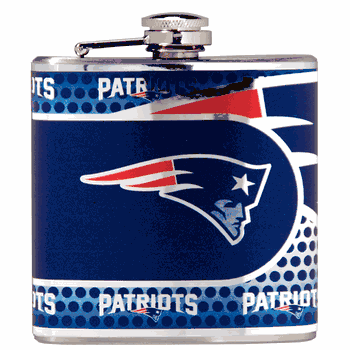 New England Patriots Stainless Steel 6 oz. Flask with Metallic Graphics