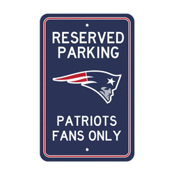New England Patriots Team Color Reserved Parking Sign Dcor 18in. X 11.5in. Lightweight