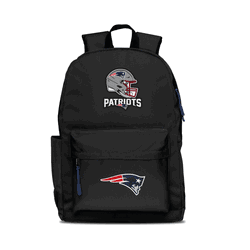 New England Patriots Two-Logo Campus Backpack, Black, with Navy Zipper