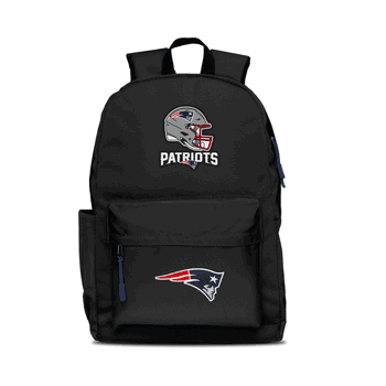 New England Patriots Two-Logo Campus Backpack, Black, with Navy Zipper