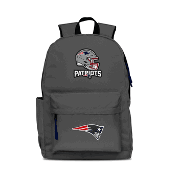 New England Patriots Two-Logo Campus Backpack, Gray, with Navy Zipper