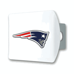 New England Patriots White Metal Hitch Cover with  3D Color Emblem