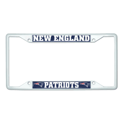 New England Patriots White Metal License Plate Frame - 6.25"x12.25"