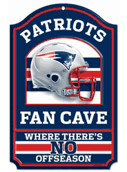 New England Patriots Wood Sign - 11"x17" Fan Cave Design