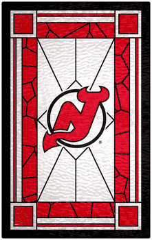 New Jersey Devils 11x19 Stained Glass Wood Sign