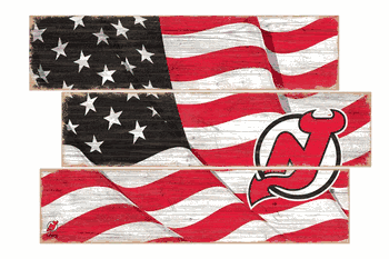 New Jersey Devils American Flag 3 Plank