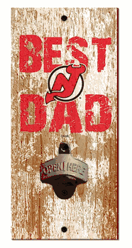 New Jersey Devils Best Dad Bottle Opener   Wood Sign