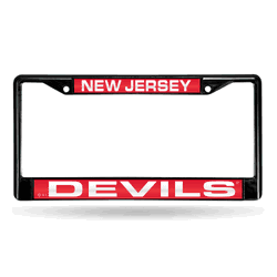 New Jersey Devils Black 12" x 6" Black Laser Cut Chrome Frame