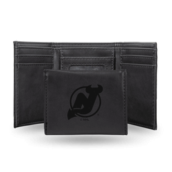 New Jersey Devils Black Laser Engraved Faux Leather Trifold