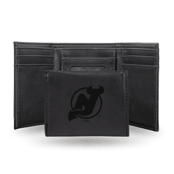 New Jersey Devils Black Laser Engraved Tri-Fold Wallet