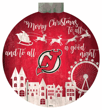 New Jersey Devils Christmas Village 12in Wall Art