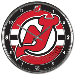 New Jersey Devils Clock Round Wall Style Chrome