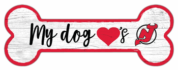 New Jersey Devils Dog Bone 6x12 Sign