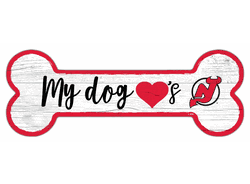 New Jersey Devils Dog Bone 6x12 Sign