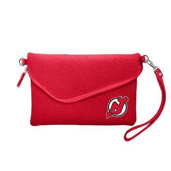 New Jersey Devils Fold Over Crossbody Pebble Light Red