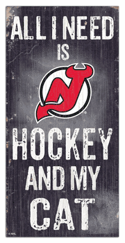 New Jersey Devils Hockey and My Cat 6x12 Sign