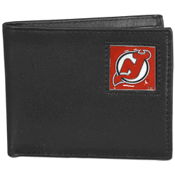 New Jersey Devils Leather Bi-fold Wallet Packaged in Gift Box