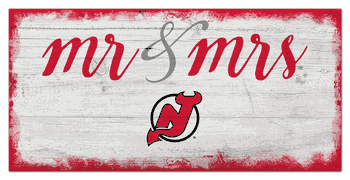 New Jersey Devils Script Mr & Mrs 6x12 Sign