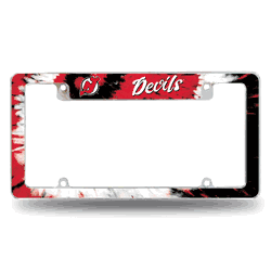 New Jersey Devils Tie Dye 12" x 6" Chrome All Over Automotive License Plate Frame for Car/Truck/SUV