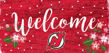 New Jersey Devils Welcome Floral 6x12 Sign