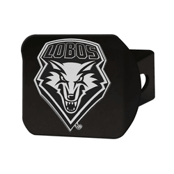 New Mexico Lobos Black Metal Hitch Cover with Metal Chrome 3D Emblem