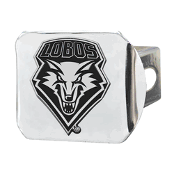 New Mexico Lobos Chrome Metal Hitch Cover with Chrome Metal 3D Emblem
