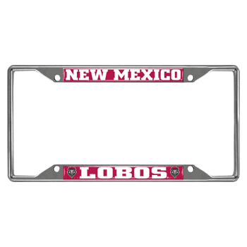 New Mexico Lobos Chrome Metal License Plate Frame, 6.25in x 12.25in