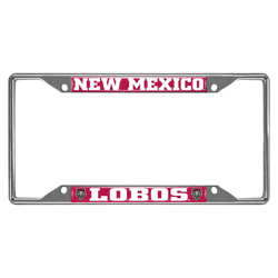 New Mexico Lobos Chrome Metal License Plate Frame, 6.25in x 12.25in