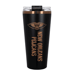 New Orleans Pelicans 32oz Black and Copper Big Slim with Straw