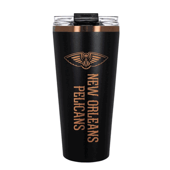 New Orleans Pelicans 32oz Black and Copper Big Slim with Straw