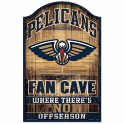 New Orleans Pelicans Sign 11x17 Wood Fan Cave Design