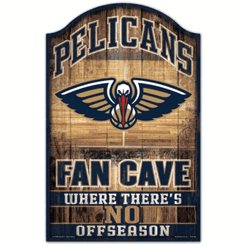 New Orleans Pelicans Sign 11x17 Wood Fan Cave Design