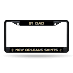 New Orleans Saints #1 Dad Black Chrome Frame with Decal Inserts 12" x 6" Car/Truck Auto Accessory