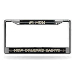 New Orleans Saints #1 Mom 12" x 6" Silver Bling Chrome Car/Truck/SUV Auto Accessory