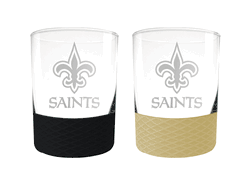 New Orleans Saints 2pc Laser Etched Commissioner Rocks Glass Set
