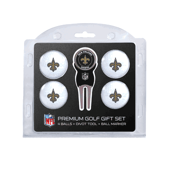 New Orleans Saints 4 Ball Gift Set + Divot Tool & Marker