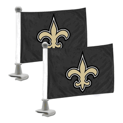 New Orleans Saints Ambassador Car Flags - 2 Pack Mini Auto Flags, 4in X 6in