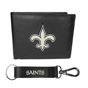 New Orleans Saints Bi-fold Wallet & Strap Key Chain