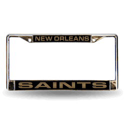 New Orleans Saints Black 12" x 6" Laser Cut Chrome Frame