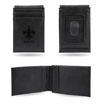 New Orleans Saints Black Laser Engraved Front Pocket Wallet