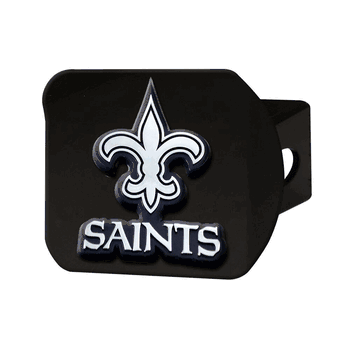 New Orleans Saints Black Metal Hitch Cover with Metal Chrome 3D Emblem