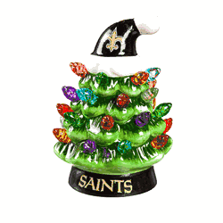 New Orleans Saints Christmas Tree 4 Inch LED Tabletop